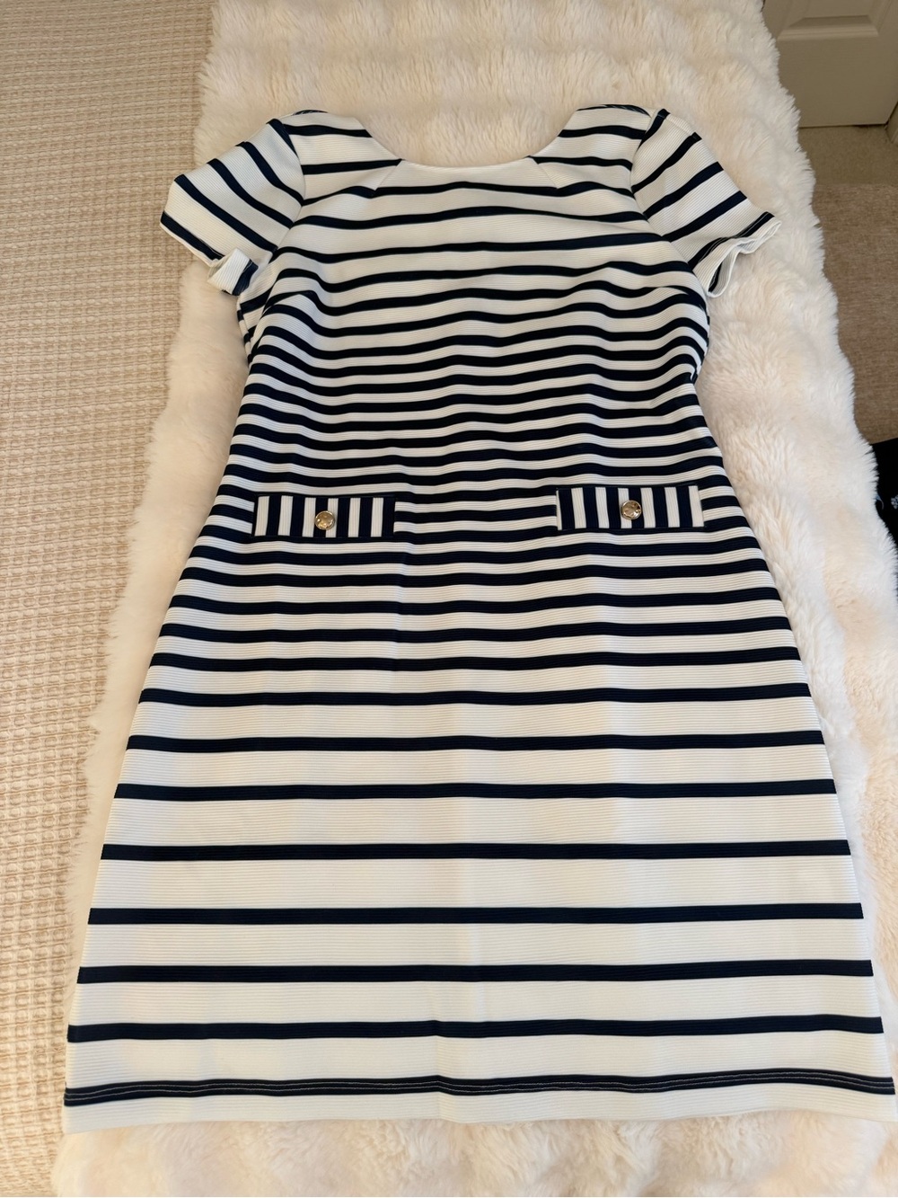 Striped Navy and White Short Sleeve Dress